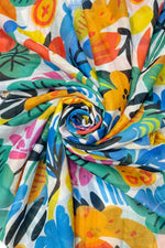 Load image into Gallery viewer, luscious scarves scarf Ladies Bright Illustrated Summer Floral Light Weight Scarf White, Green, Yellow and Red
