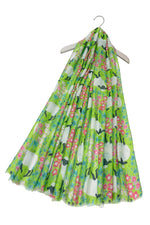 Load image into Gallery viewer, luscious scarves scarf Ladies Cute Sheep and Spring Floral Print Light Weight Scarf, Green
