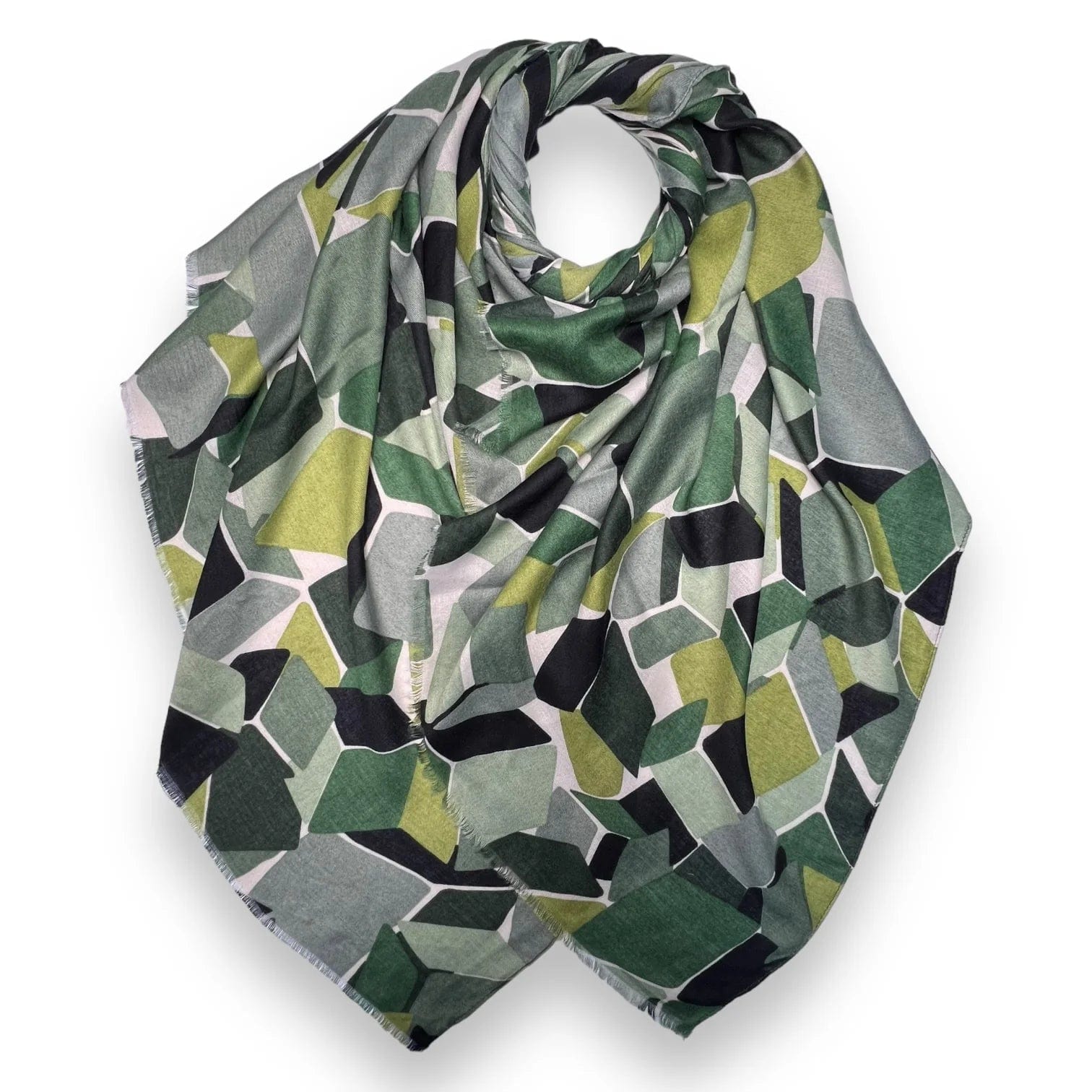 luscious scarves Scarves Ladies Boxes Print Design Scarf , Medium Weight . Green