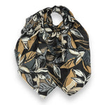 Load image into Gallery viewer, luscious scarves Scarves Ladies Lily Print Scarf with Autumn Theme , Black and Beige
