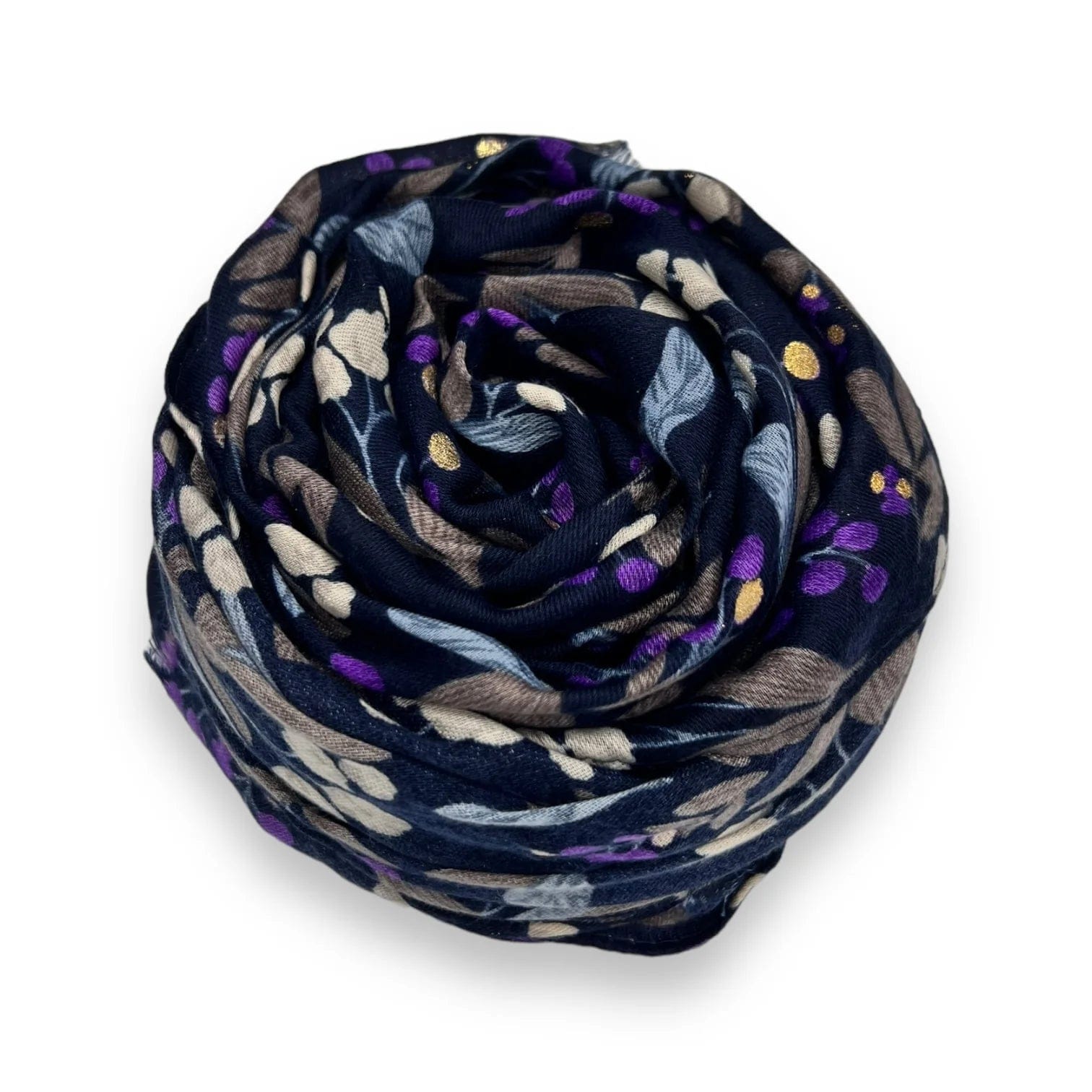 luscious scarves Scarves Ladies Tulip Print Scarf with Small Golden Berries, Navy