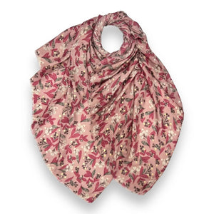 luscious scarves Scarves Ladies Tulip Print Scarf with Small Golden Berries, Pink