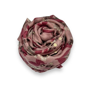 luscious scarves Scarves Ladies Tulip Print Scarf with Small Golden Berries, Pink