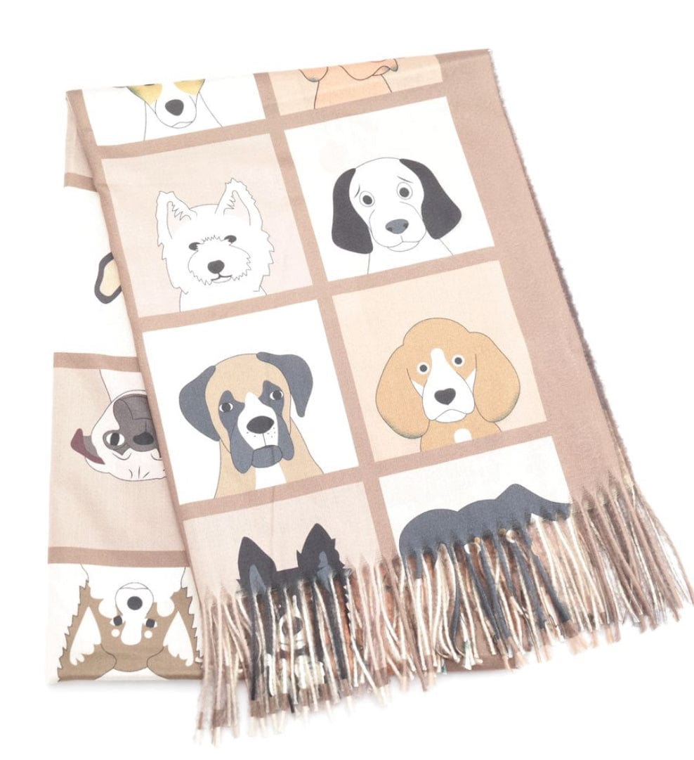 luscious scarves Scarves & Shawls Red Cuckoo, Cute Dogs Scarf, Beige .