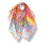 Load image into Gallery viewer, luscious scarves Scarves Vibrant Coral and Orange Mosaic Print Scarf, Light Weight .
