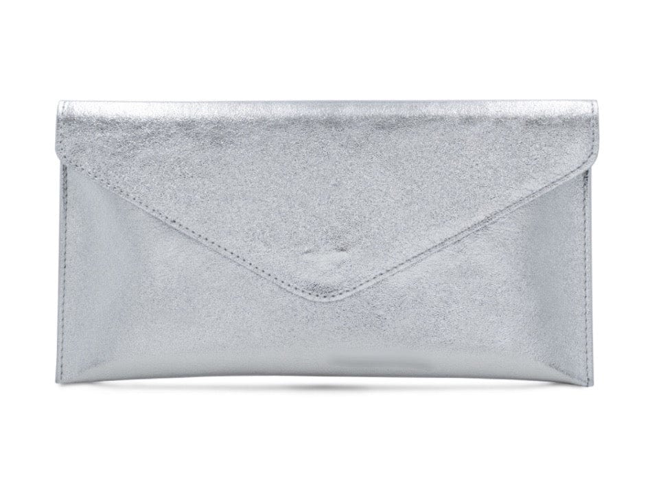 luscious scarves Silver Genuine Italian Leather Metallic Envelope Clutch Bag , 3 Colours Available.