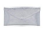 Load image into Gallery viewer, luscious scarves Silver Genuine Italian Leather Metallic Envelope Clutch Bag , 3 Colours Available.
