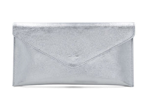 luscious scarves Silver Genuine Italian Leather Metallic Envelope Clutch Bag , 3 Colours Available.