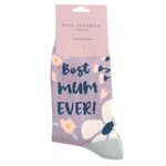 Load image into Gallery viewer, luscious scarves Socks Best Mum Ever Design Ladies Bamboo Socks, Miss Sparrow, Lilac
