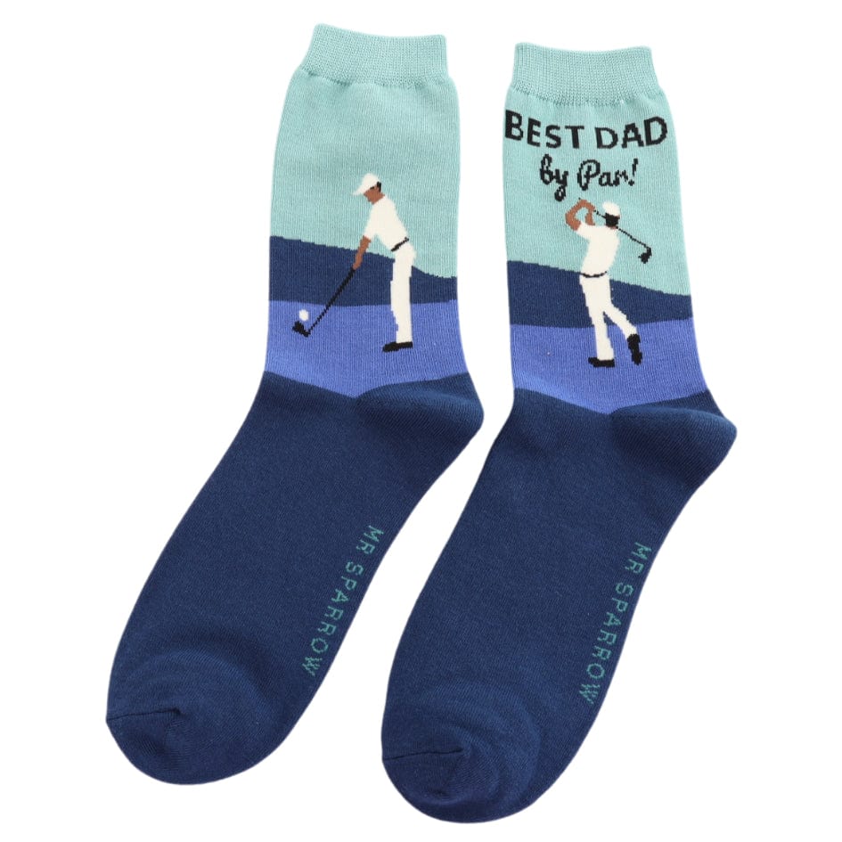 luscious scarves Socks Men's Bamboo Socks , Mr Heron, Best Dad Golf Design, Blue