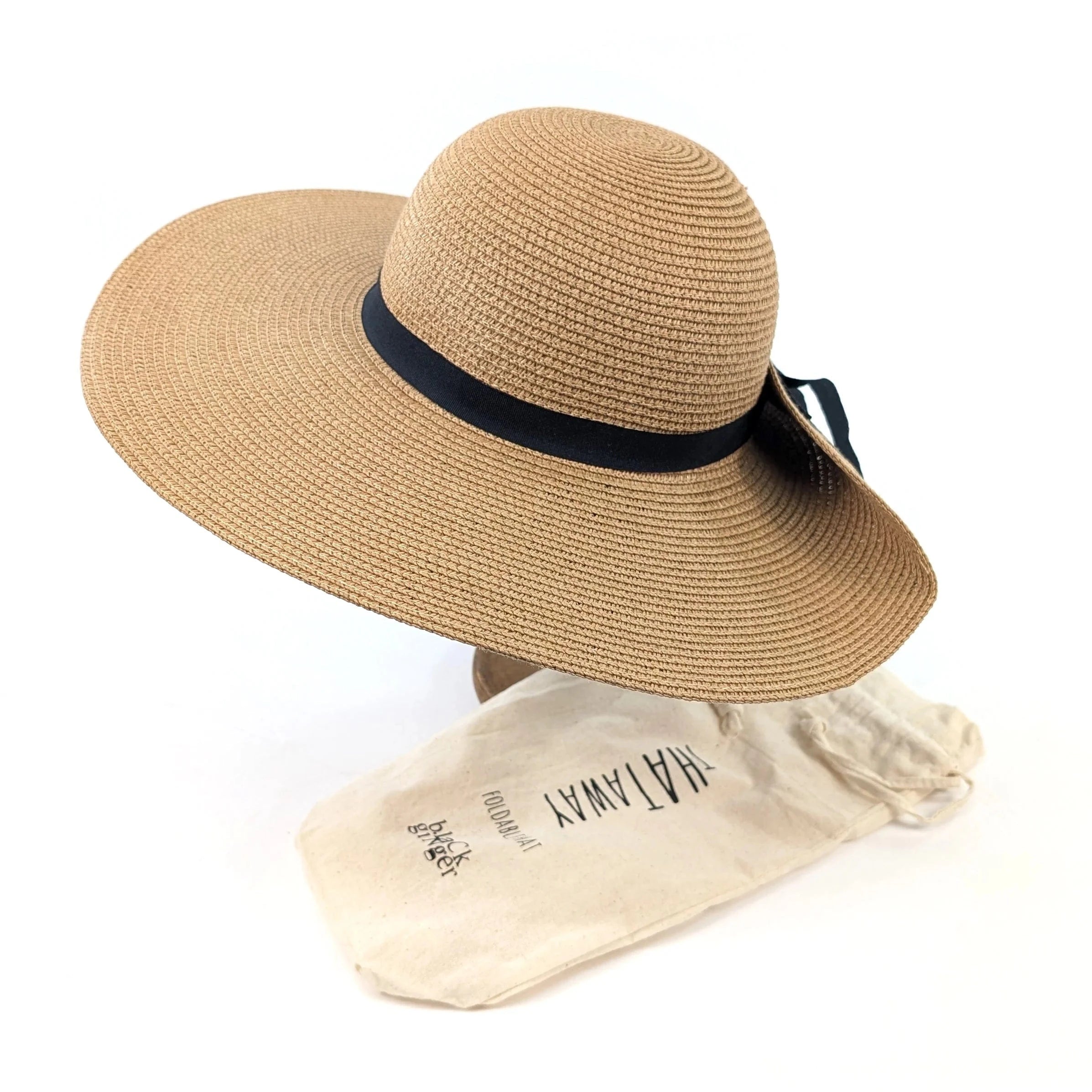 luscious scarves sun hats Black Ginger Rollable, Fold Up Animal Print Foldable Hat (57cm)- Dark Natural