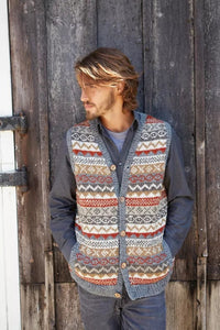 luscious scarves Wool clothing L/XL Pachamama Mens Classic Fairisle Waistcoat, Handmade, Fairtrade.