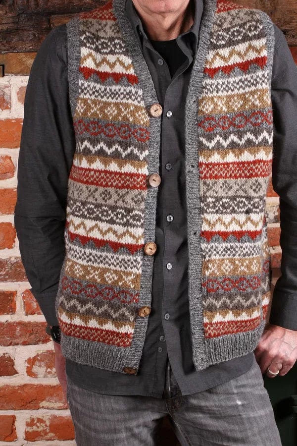 luscious scarves Wool clothing Pachamama Mens Classic Fairisle Waistcoat, Handmade, Fairtrade.