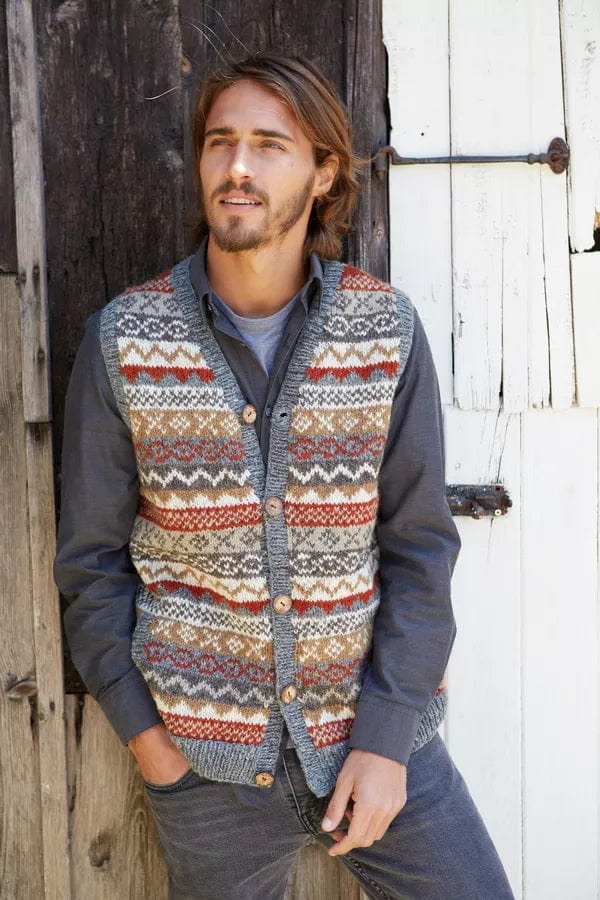 luscious scarves Wool clothing Pachamama Mens Classic Fairisle Waistcoat, Handmade, Fairtrade.