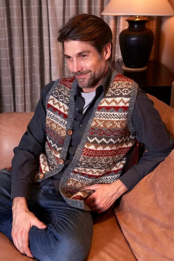 luscious scarves Wool clothing Pachamama Mens Classic Fairisle Waistcoat, Handmade, Fairtrade.