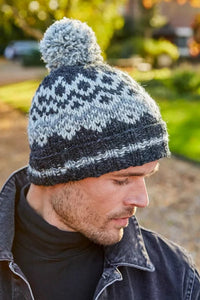 luscious scarves wool hat Pachamama Men's Jorvik Bobble Beanie Charcoal, Handmade , Fairtrade