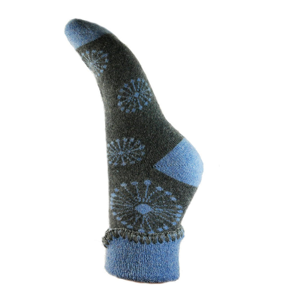 luscious scarves wool socks Joya Ladies Wool Blend Cuff Socks with Dandelion Clocks Design, Blue and Grey WS396