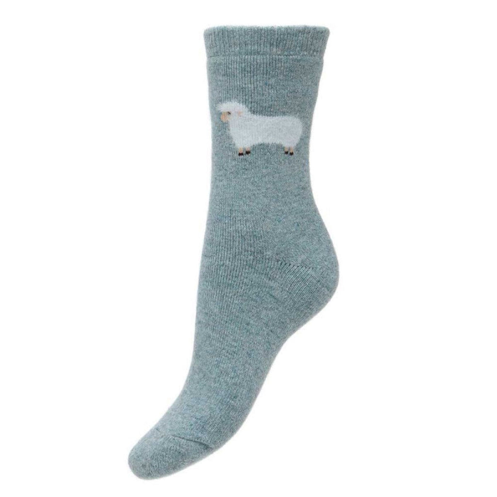 luscious scarves wool socks Ladies Joya Fluffy Sheep Socks , Wool Blend , Pale Blue 4-7 WS488