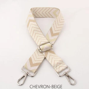 lusciousscarves Apparel & Accessories Chevron Beige Slim Interchangeable Canvas Hand bag Straps with Silver Hardware