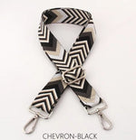 Load image into Gallery viewer, lusciousscarves Apparel &amp; Accessories Chevron Black Slim Interchangeable Canvas Hand bag Straps with Silver Hardware
