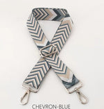 Load image into Gallery viewer, lusciousscarves Apparel &amp; Accessories Chevron Blue Slim Interchangeable Canvas Hand bag Straps with Silver Hardware
