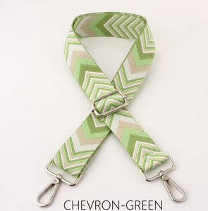 lusciousscarves Apparel & Accessories Chevron Lime Green Slim Interchangeable Canvas Hand bag Straps with Silver Hardware