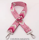 Load image into Gallery viewer, lusciousscarves Apparel &amp; Accessories Chevron - Magenta Pink Slim Interchangeable Canvas Hand bag Straps with Silver Hardware
