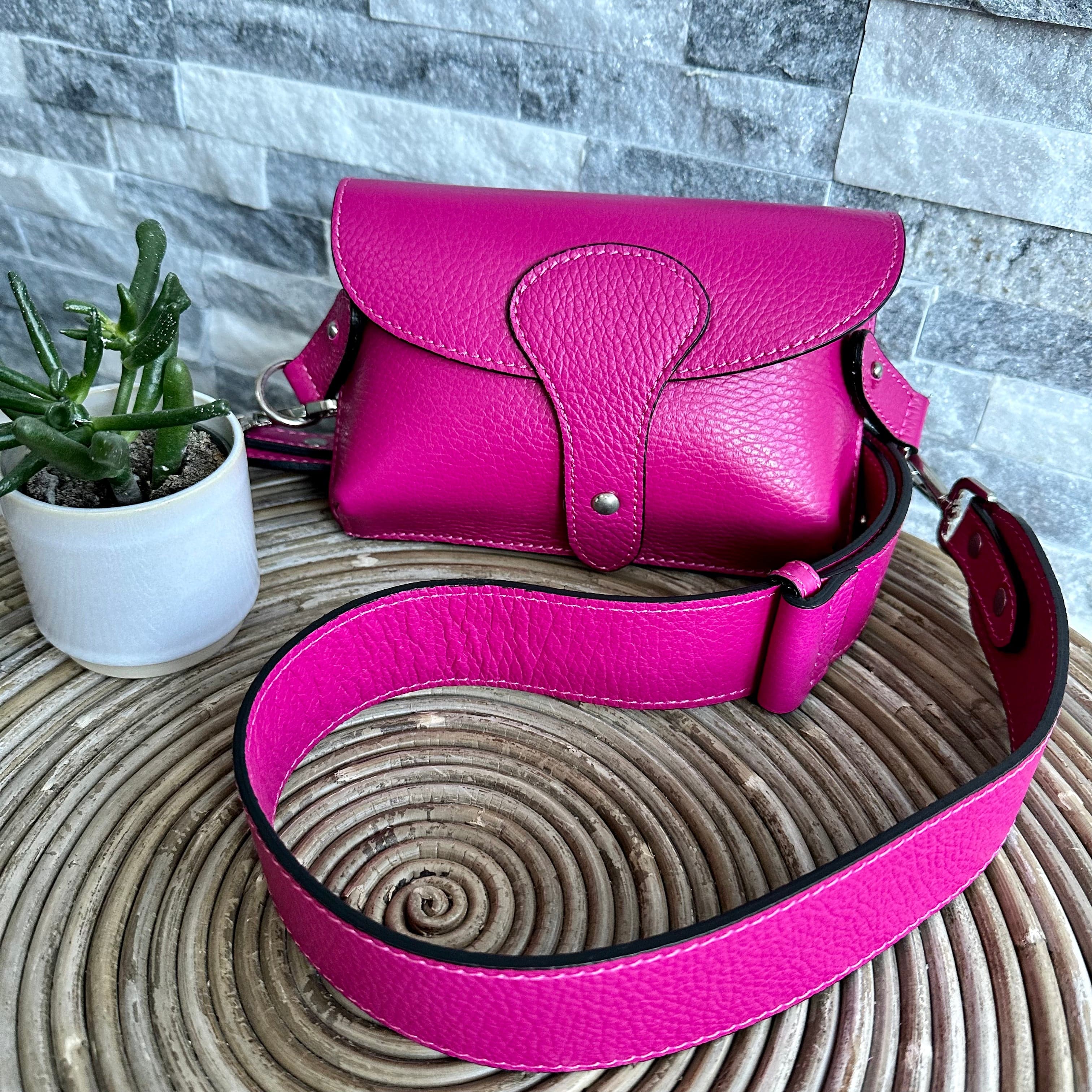Hot Pink Italian Leather Chest Bag / Sling bag / Handbag