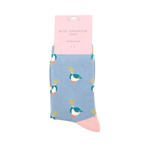 Miss Sparrow Mallards Bamboo Socks, Blue – luscious scarves