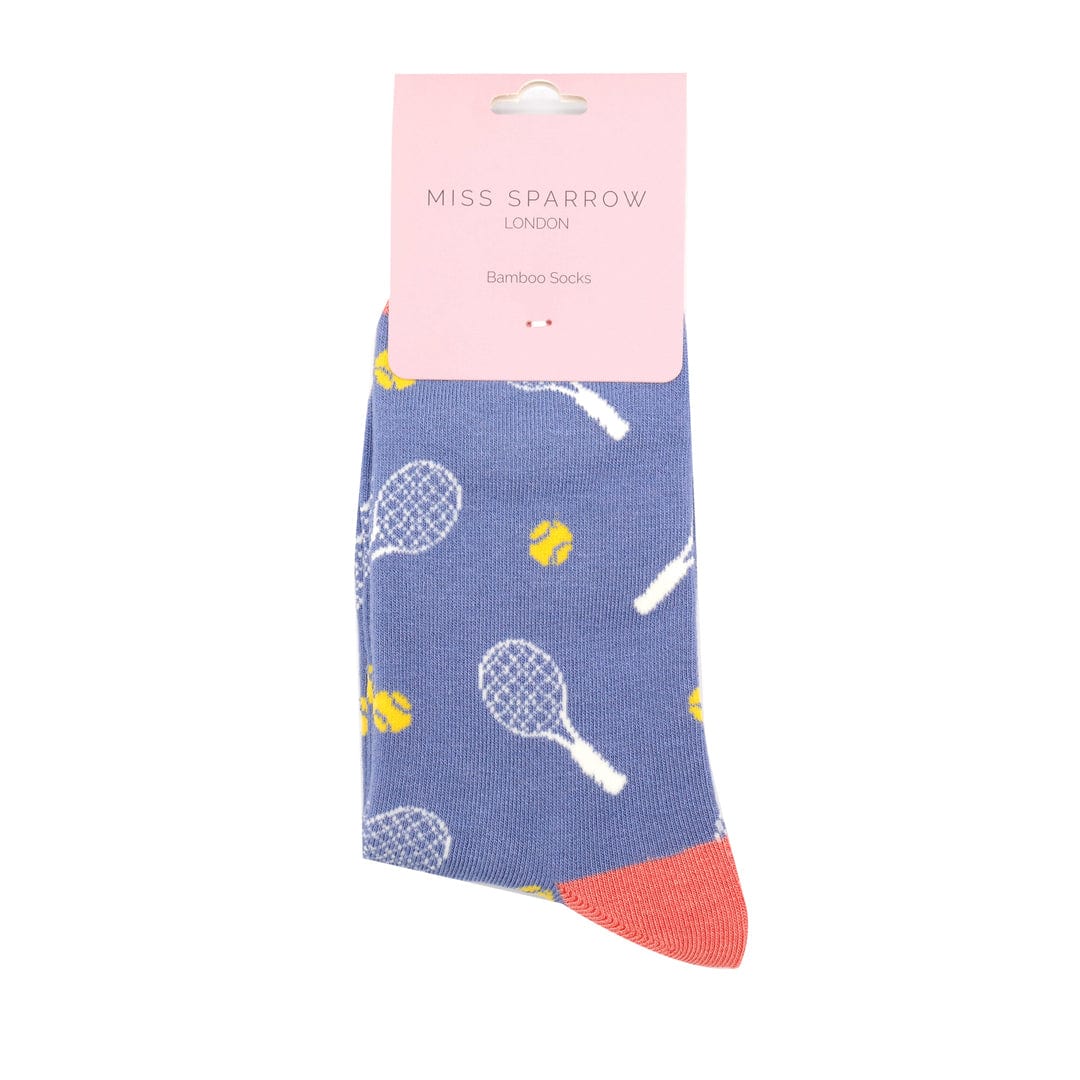 Miss Sparrow Tennis Design Bamboo Socks, Ladies Blue. – lusciousscarves