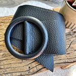 Load image into Gallery viewer, lusciousscarves Belts Dark Navy Ladies Leather Circle Buckle Belt
