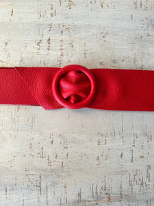 lusciousscarves Belts Ladies Leather Circle Buckle Belt