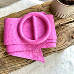 Load image into Gallery viewer, lusciousscarves Belts Pastel Pink Ladies Leather Circle Buckle Belt
