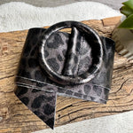 Load image into Gallery viewer, lusciousscarves Belts Pewter Animal Print Ladies Leather Circle Buckle Belt
