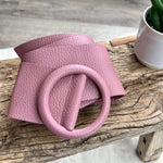 Load image into Gallery viewer, lusciousscarves Belts Pink Ladies Leather Circle Buckle Belt
