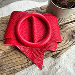 Load image into Gallery viewer, lusciousscarves Belts Red Ladies Leather Circle Buckle Belt
