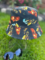 Load image into Gallery viewer, lusciousscarves Black Reversible Bucket Hat with Bob Marley and Tiger Design
