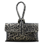 Load image into Gallery viewer, lusciousscarves Bronze Animal Print Italian Leather Clutch Bag , Evening Bag with Loop Handle, Available in 30 Colours
