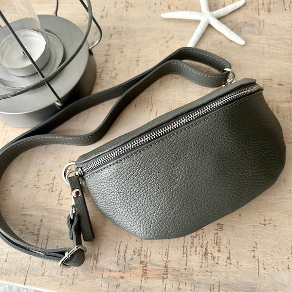 Dark grey store leather bag