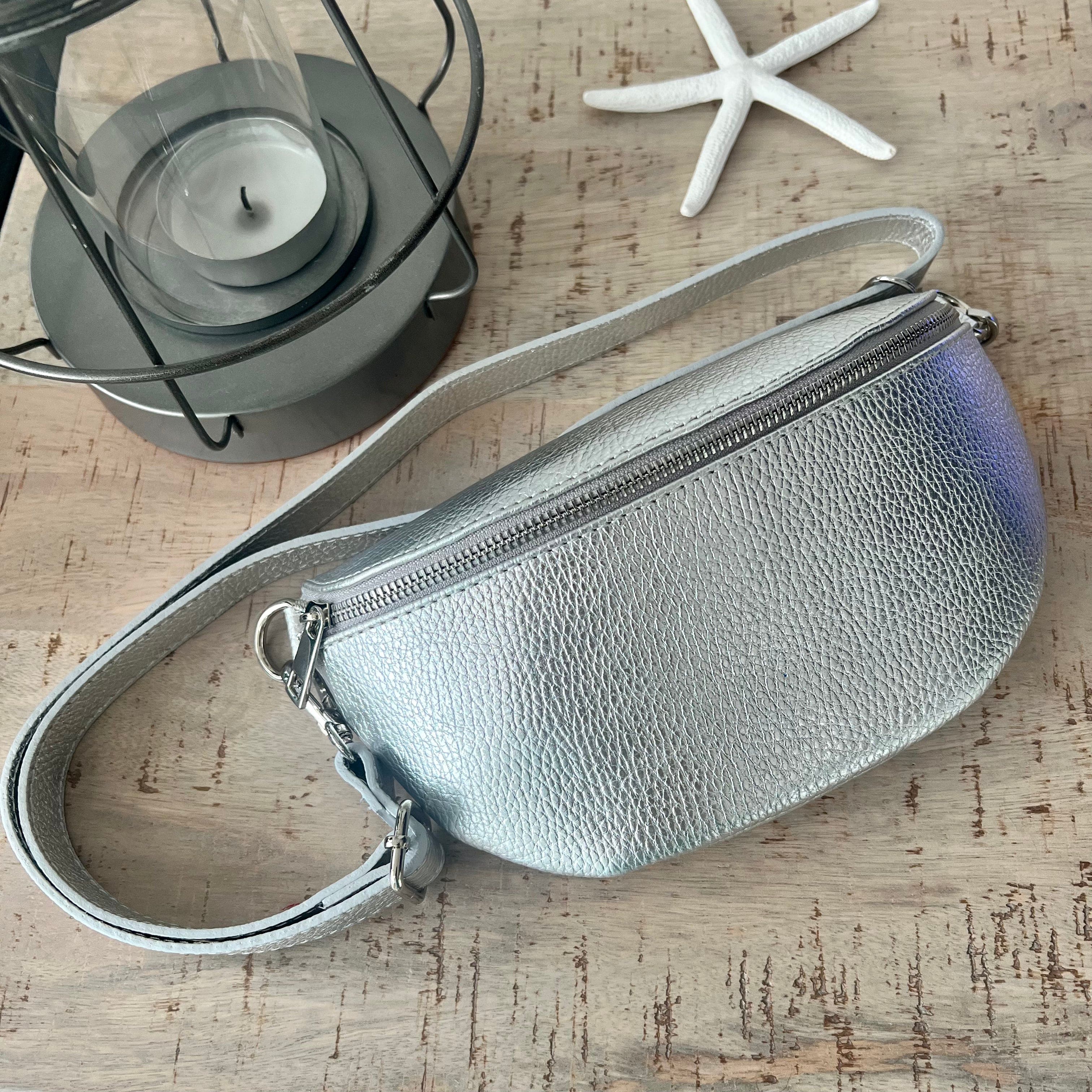 S silver leather Pocket bumbag