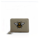 Load image into Gallery viewer, lusciousscarves Cream Embroidered Bee Wallet Zip Purse
