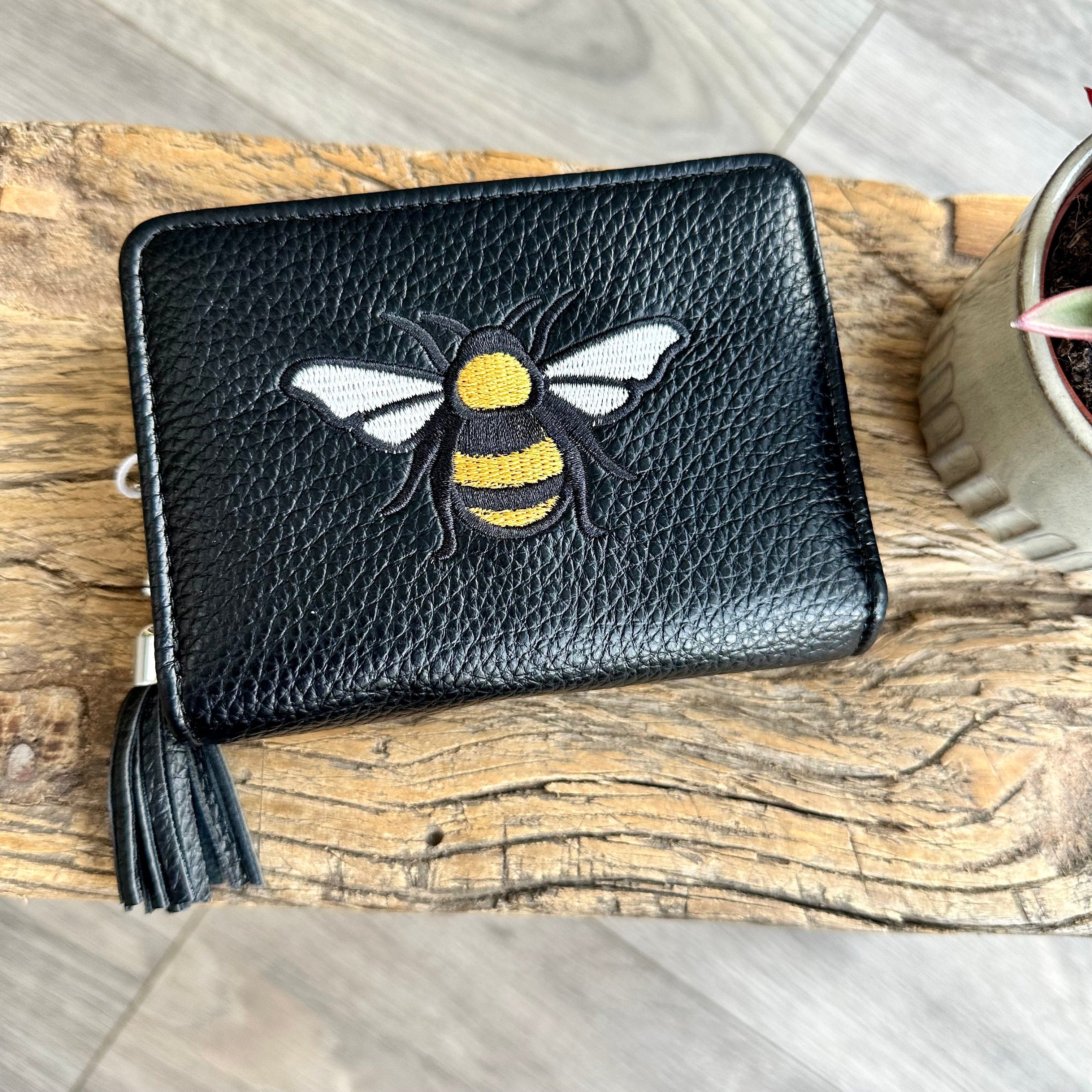 lusciousscarves Embroidered Bee Wallet Zip Purse