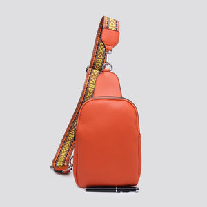 Orange Vegan Leather Handbags Scarves Double Top Handle Satchel Bag