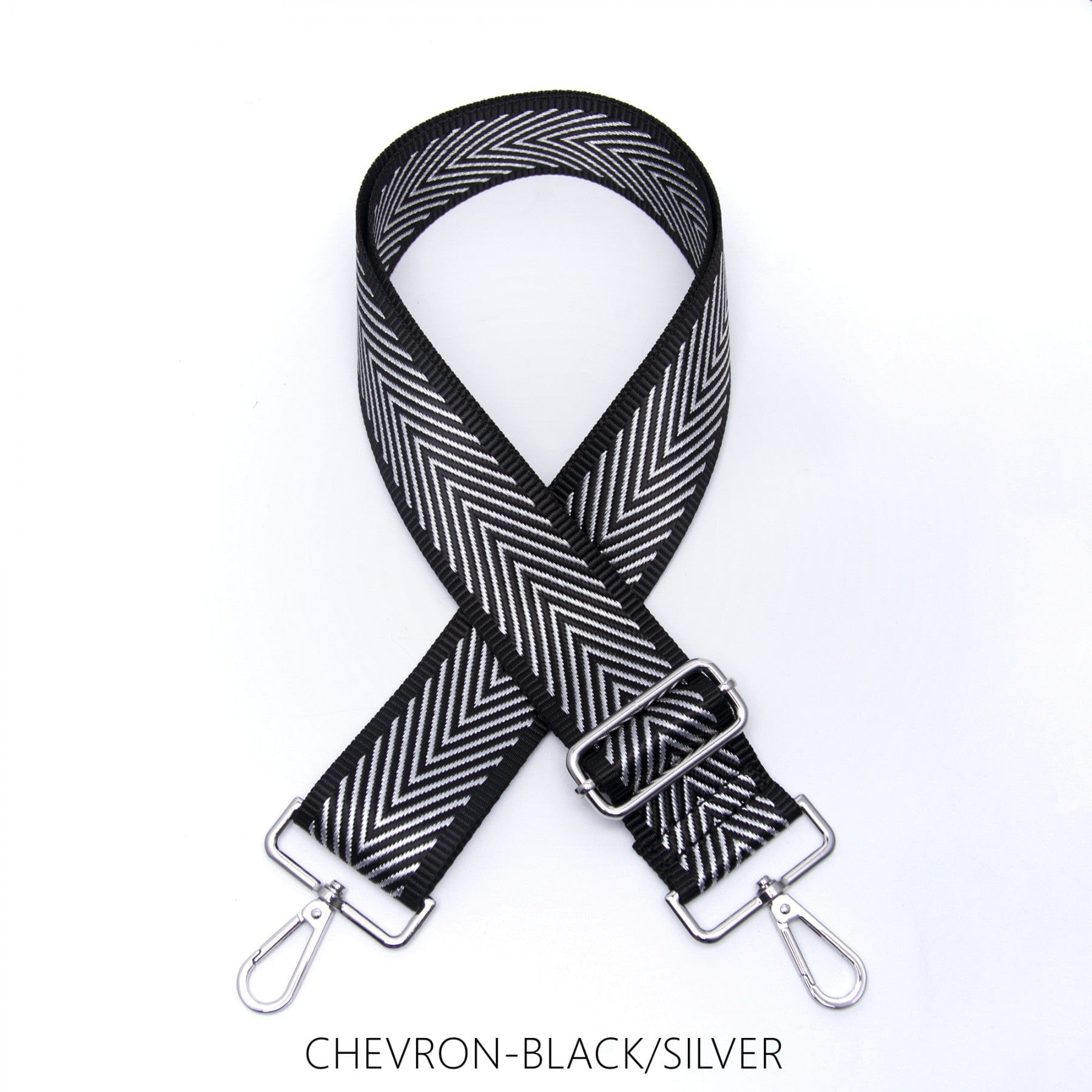 Chevron Track Adjustable Bag Strap Black and White - Pepper and Grace