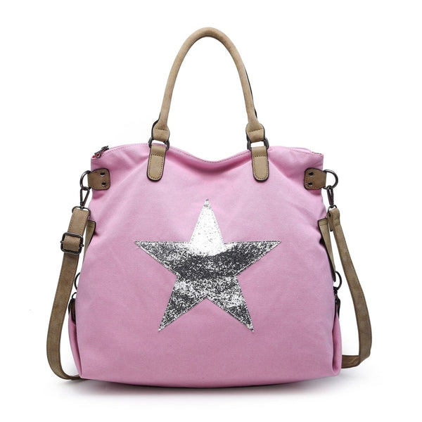 Large Canvas Silver Star Bag – lusciousscarves