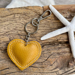 Load image into Gallery viewer, lusciousscarves Handbags Mustard Small Leather Heart Padded Keyring.
