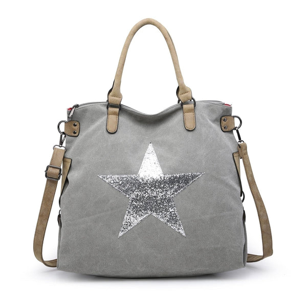 Large Canvas Silver Star Bag – lusciousscarves