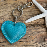 Load image into Gallery viewer, lusciousscarves Handbags Turquoise Small Leather Heart Padded Keyring.
