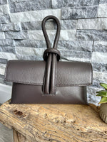 Load image into Gallery viewer, lusciousscarves Italian Leather Clutch Bag , Evening Bag with Loop Handle, Available in 30 Colours
