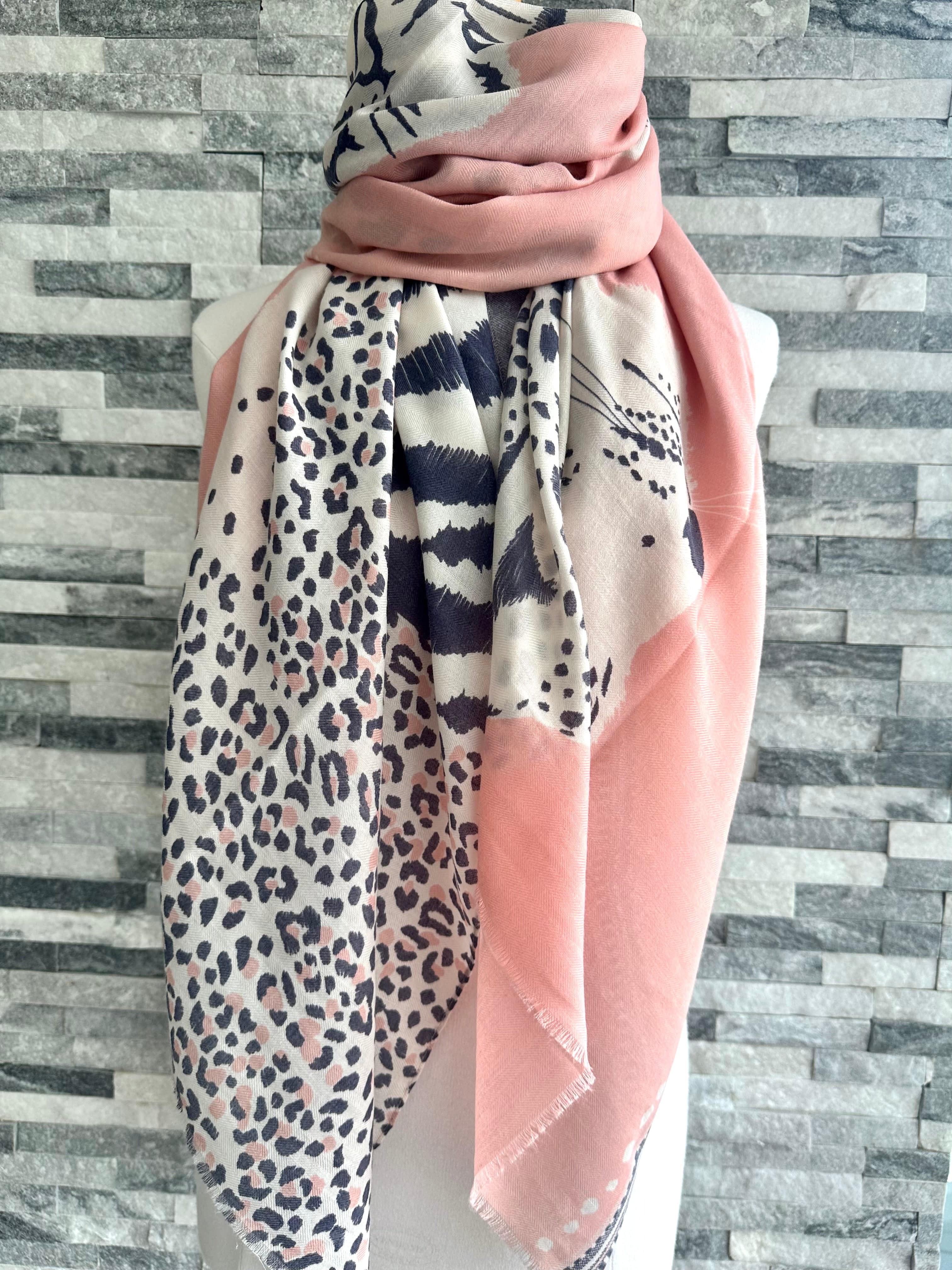 Pink Tiger & Leopard Animal Print Scarf – lusciousscarves